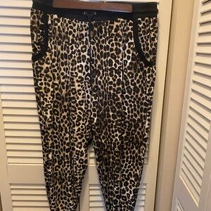Michael Kors Leopard Print Jogger Pants - Black & Tan Animal Print
